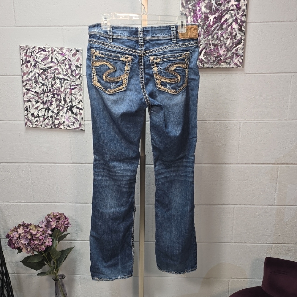 Silver Jeans Dark Blue Straight Leg Denim - Picture 7 of 14